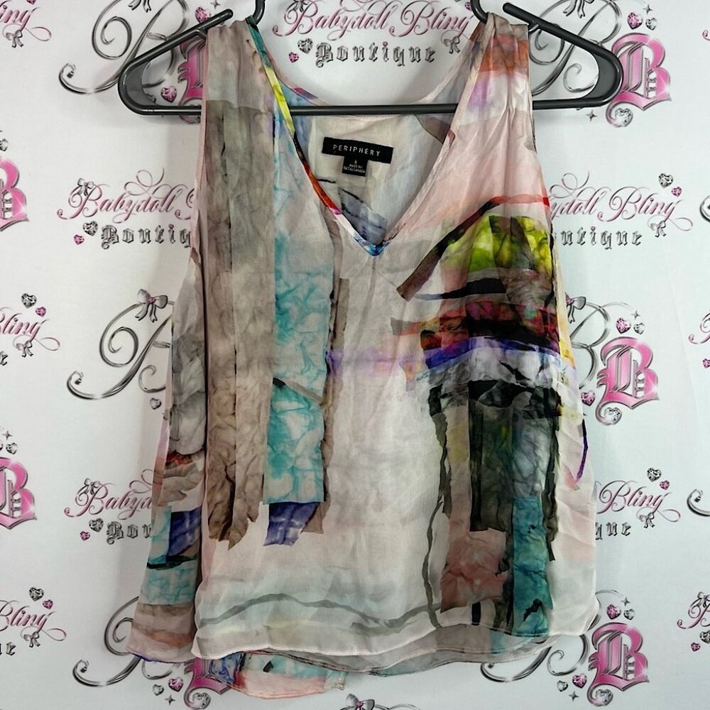 Periphery tank top water color blouse Multicolor Artistic Tank Top